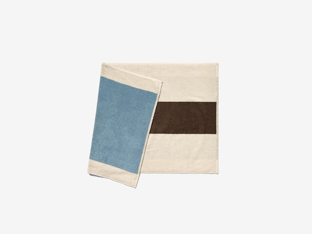 Bath Mat - Sky Blue + Brown