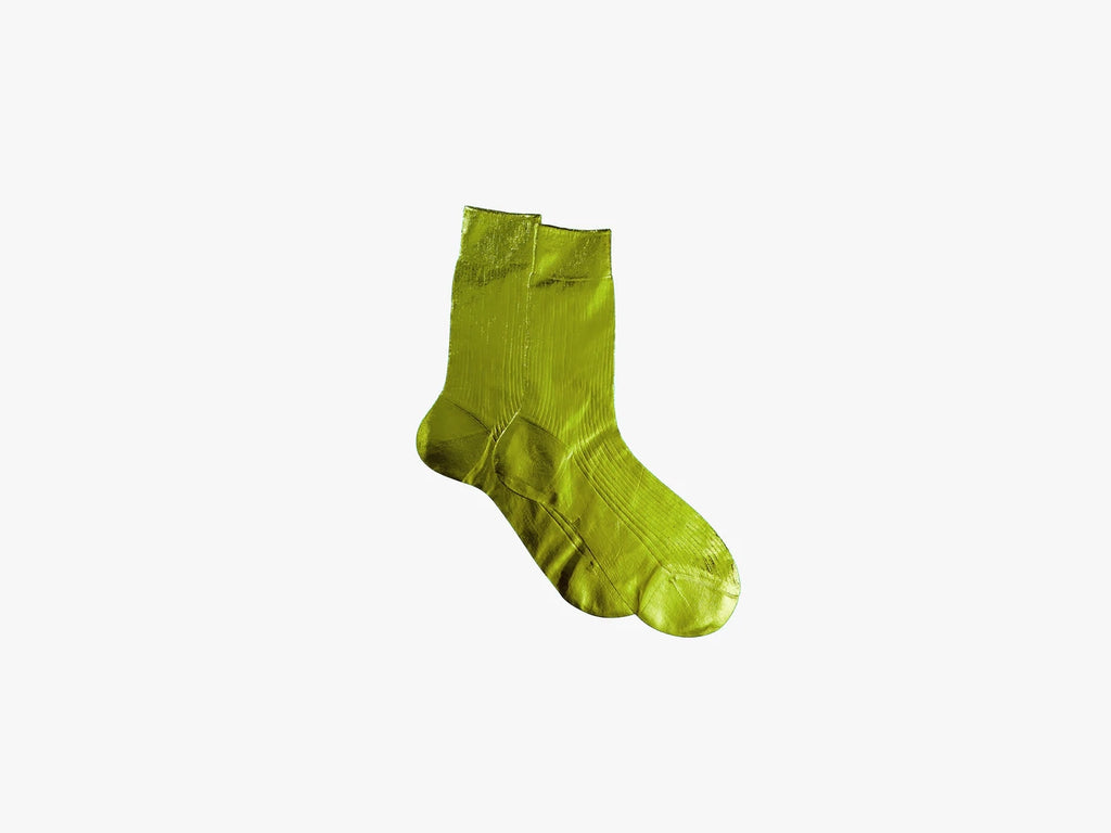 Metallic Laminated Socks - Lime