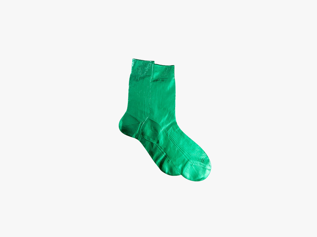 Metallic Laminated Socks - Emerald