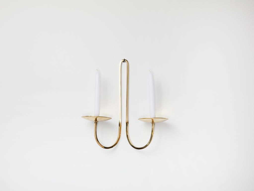 Double Armed Brass Candle Holder