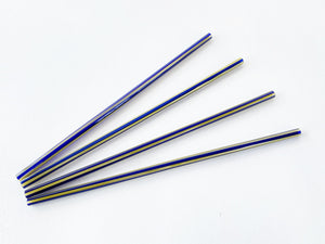 Blue & Yellow Striped Glass Straws