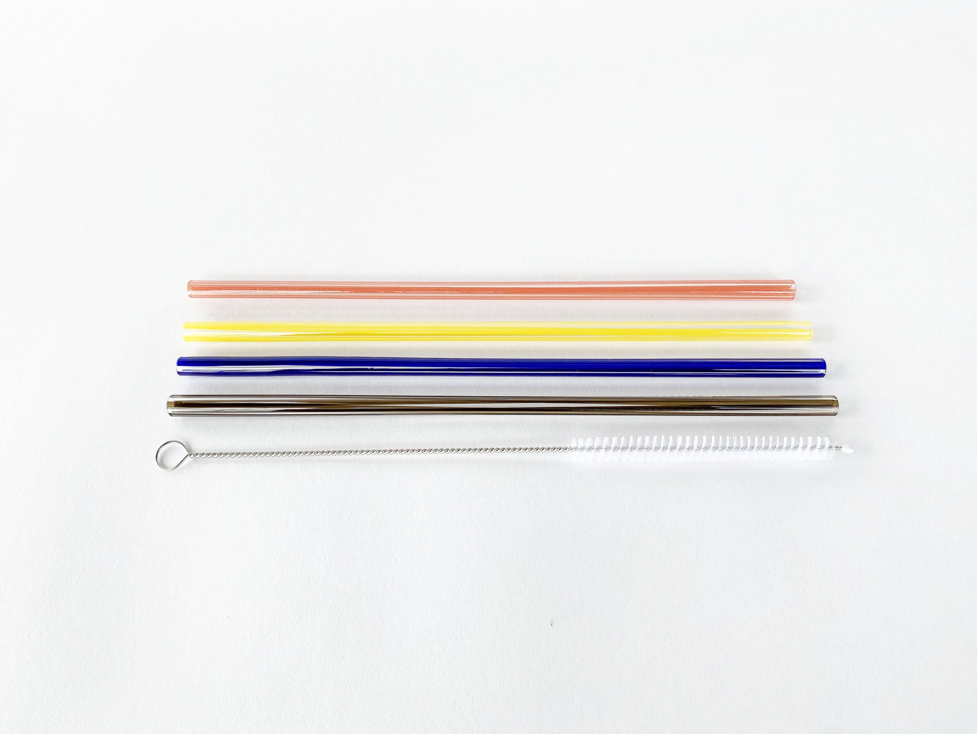 Set of 4 Striped Glass Straws
