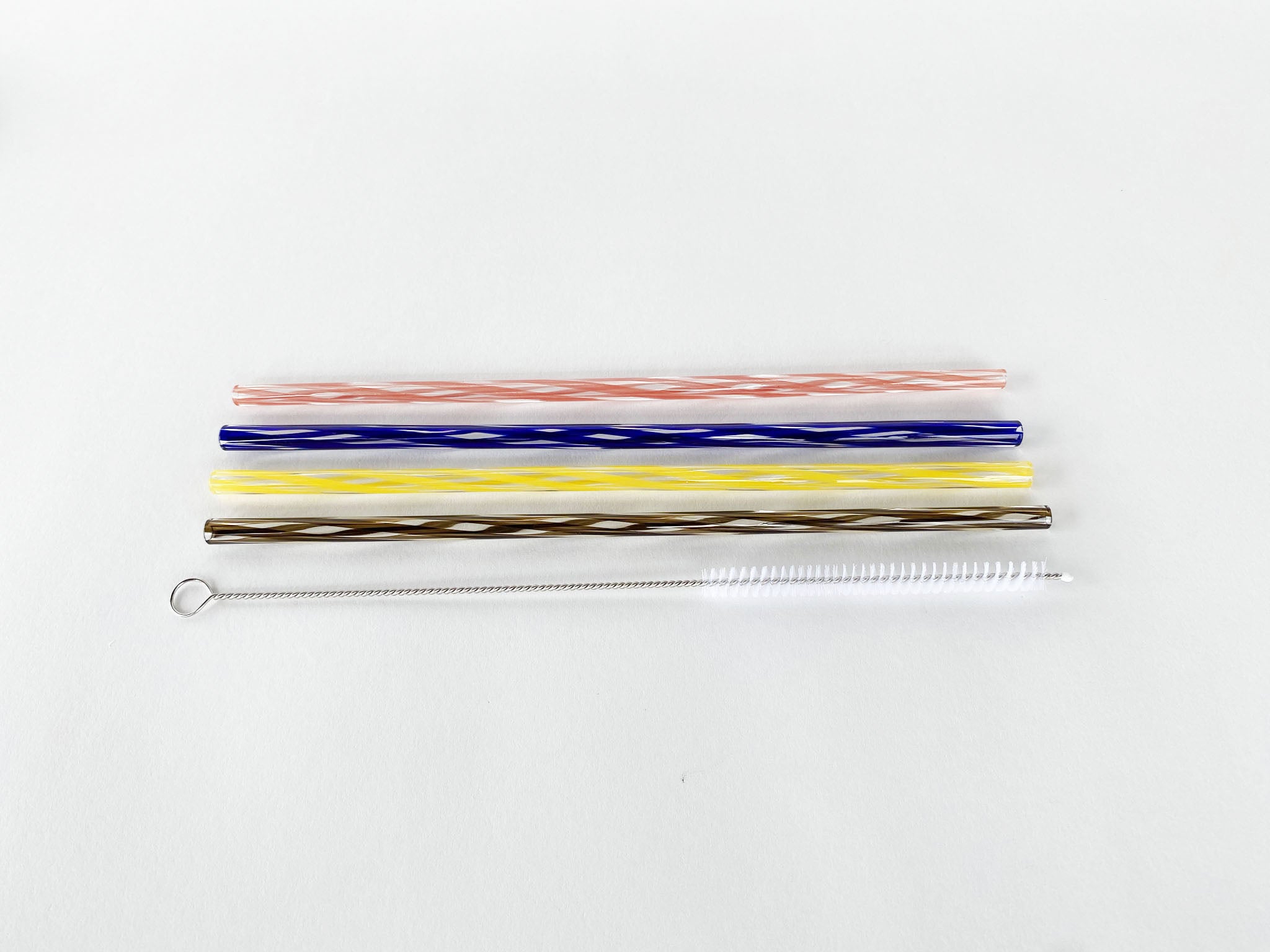 Set of 4 Twisted Glass Straws