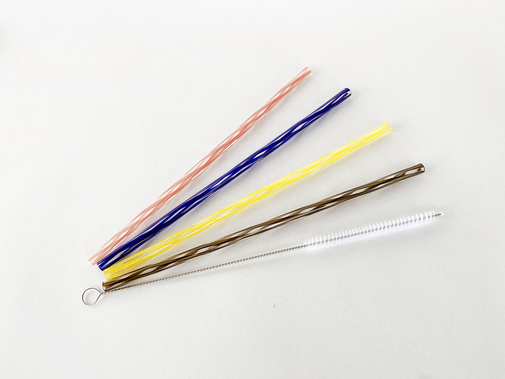 Set of 4 Twisted Glass Straws